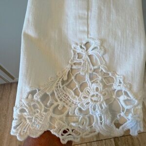SALE - going to donation. NYDJ. White with side Lace insert at ankles. Size 14.